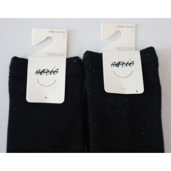 Aerie 8712629910 Women's Sz O/S Black Tonal Metallic Crew Socks - Picture 3 of 5